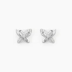Histoire d'Or Boucles D'oreilles Puces Papillon Or Blanc Diamant