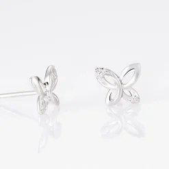 Histoire d'Or Boucles D'oreilles Puces Papillon Or Blanc Diamant