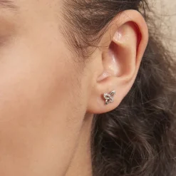 Histoire d'Or Boucles D'oreilles Puces Papillon Or Blanc Diamant