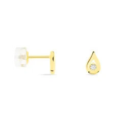 Boucles D'oreilles Puces Purete Or Jaune Diamant-Histoire d'Or Online