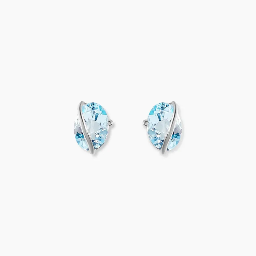 Boucles D'oreilles Puces Prudencia Or Blanc Topaze-Histoire d'Or Clearance
