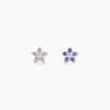Boucles D'oreilles Puces Purple Bloom Argent Blanc Oxyde De Zirconium-Histoire d'Or Sale