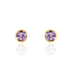 Histoire d'Or Boucles D'oreilles Puces Parmeclos Or Jaune Amethyste