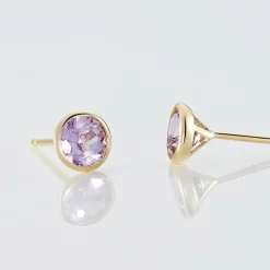 Histoire d'Or Boucles D'oreilles Puces Parmeclos Or Jaune Amethyste