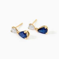 Histoire d'Or Boucles D'Oreilles Puces Porfirio Or Jaune Saphir Diamant