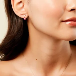 Histoire d'Or Boucles D'Oreilles Puces Porfirio Or Jaune Rubis Diamant