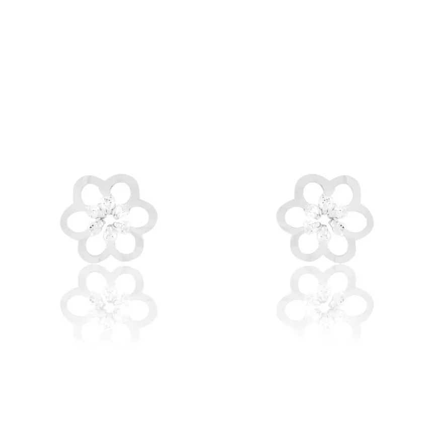 Boucles D'oreilles Puces Philine Fleur De Zirconium-Histoire d'Or Sale