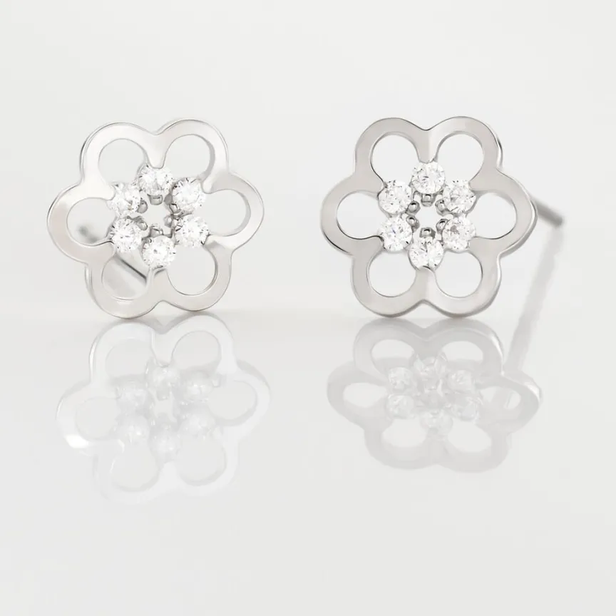 Boucles D'oreilles Puces Philine Fleur De Zirconium-Histoire d'Or Sale