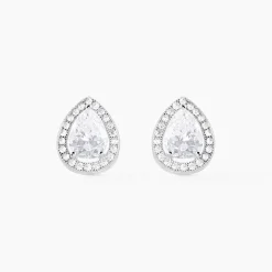 Boucles D'oreilles Puces Pilar Argent Blanc Oxyde De Zirconium-Histoire d'Or Clearance