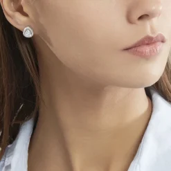 Boucles D'oreilles Puces Pilar Argent Blanc Oxyde De Zirconium-Histoire d'Or Clearance