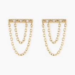 Histoire d'Or Boucles D'oreilles Puces Phile Or Jaune Diamant