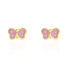 Histoire d'Or Boucles D'oreilles Puces Papillon Rose Or Jaune