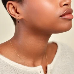 Boucles D'oreilles Puces Rhodolite Kayline Or Jaune Rhodolite-Histoire d'Or Outlet