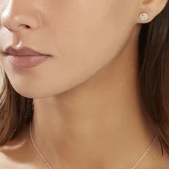 Histoire d'Or Boucles D'oreilles Puces Rosangela Or Bicolore Diamant Blanc