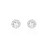 Boucles D'oreilles Puces Rosalie Or Blanc Oxyde De Zirconium-Histoire d'Or Online