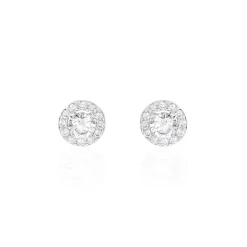 Boucles D'oreilles Puces Rosalie Or Blanc Oxyde De Zirconium-Histoire d'Or Online