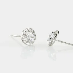Boucles D'oreilles Puces Rosalie Or Blanc Oxyde De Zirconium-Histoire d'Or Online