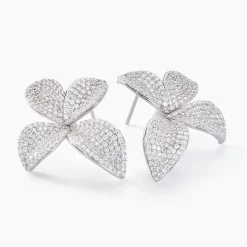 Histoire d'Or Boucles D'oreilles Puces Radiant Bloom Argent Blanc Oxyde