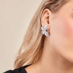 Histoire d'Or Boucles D'oreilles Puces Radiant Bloom Argent Blanc Oxyde