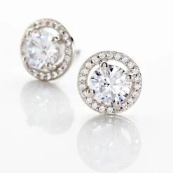 Histoire d'Or Boucles D'oreilles Puces Stelila Or Blanc Oxyde De Zirconium