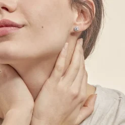 Histoire d'Or Boucles D'oreilles Puces Stelila Or Blanc Oxyde De Zirconium