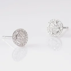 Histoire d'Or Boucles D'oreilles Puces Soleil D'hiver Or Blanc Diamant
