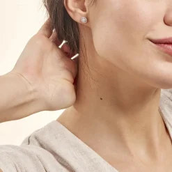 Histoire d'Or Boucles D'oreilles Puces Soleil D'hiver Or Blanc Diamant