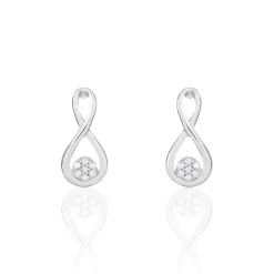 Boucles D'oreilles Puces Shaeen Or Blanc Diamant-Histoire d'Or Discount