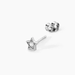 Boucles D'oreilles Puces Saya Argent Blanc Oxyde De Zirconium-Histoire d'Or Sale