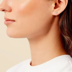 Boucles D'oreilles Puces Saya Argent Blanc Oxyde De Zirconium-Histoire d'Or Sale