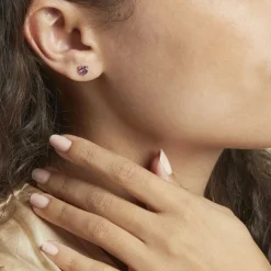 Boucles D'oreilles Puces Salona Or Jaune Amethyste Violet-Histoire d'Or Outlet