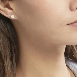 Boucles D'oreilles Puces Suki Or Jaune Perle De Culture-Histoire d'Or New