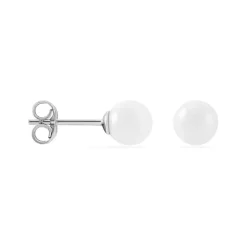 Boucles D'oreilles Puces Solene Argent Blanc Céramique-Histoire d'Or Discount