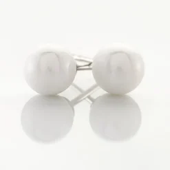 Boucles D'oreilles Puces Solene Argent Blanc Céramique-Histoire d'Or Discount
