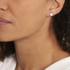Boucles D'oreilles Puces Solene Argent Blanc Céramique-Histoire d'Or Discount