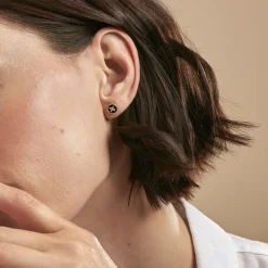 Histoire d'Or Boucles D'oreilles Puces Talisman Or Jaune Agate Diamant