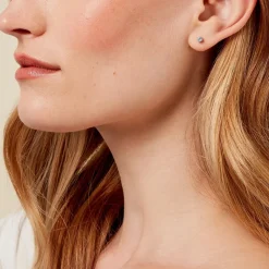 Histoire d'Or Boucles D'oreilles Puces Tehora Argent Blanc Verre