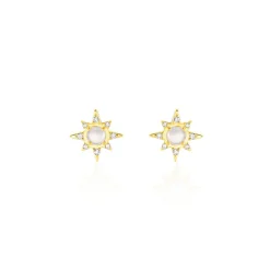 Histoire d'Or Boucles D'oreilles Puces Terry Or Jaune Calcedoine Et Oxyde