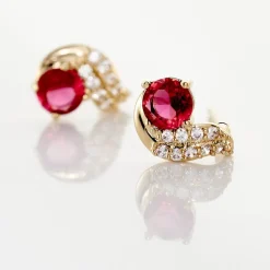 Boucles D'oreilles Puces Tyana Plaqué Or Jaune Oxyde De Zirconium-Histoire d'Or Sale