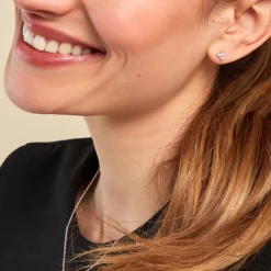 Boucles D'oreilles Puces Thylane Argent Blanc Oxyde De Zirconium-Histoire d'Or New