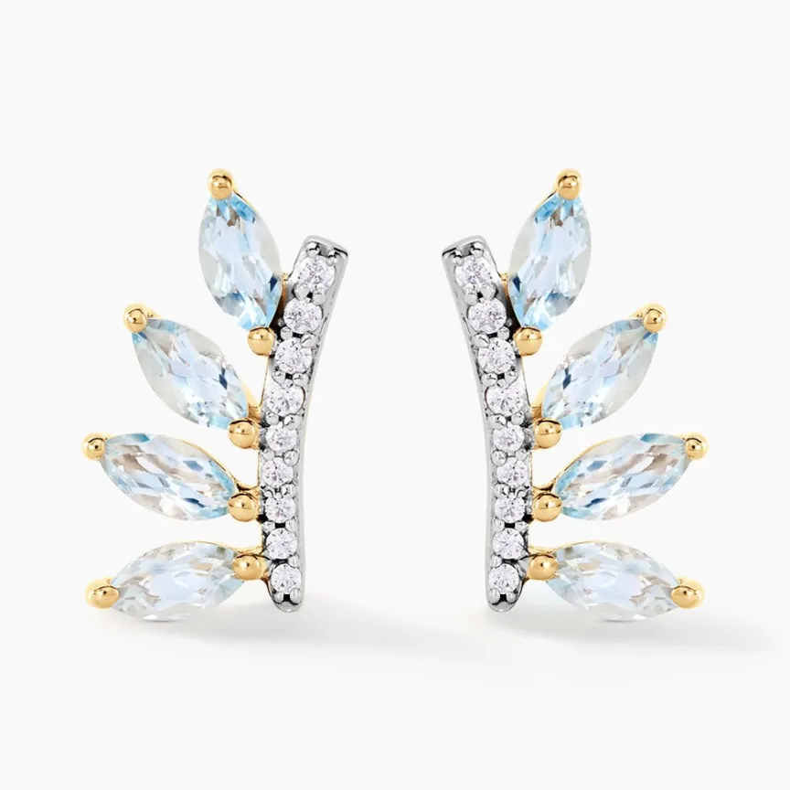 Boucles D'oreilles Puces Tiara Or Jaune Topaze Oxyde De Zirconium-Histoire d'Or Clearance