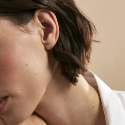 Boucles D'oreilles Puces Talisman Or Jaune Nacre Diamant-Histoire d'Or Sale