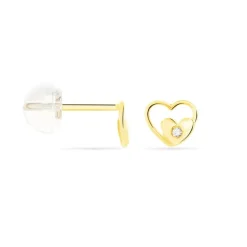 Boucles D'oreilles Puces Terentille Coeur Or Jaune Oxyde De Zirconium-Histoire d'Or Online