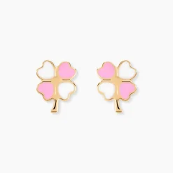 Histoire d'Or Boucles D'oreilles Puces Trefle Email Or Jaune