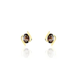 Histoire d'Or Boucles D'oreilles Puces Vrille Ovale Or Jaune Quartz