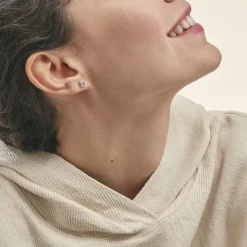 Histoire d'Or Boucles D'oreilles Puces Vrille Ovale Or Blanc Topaze