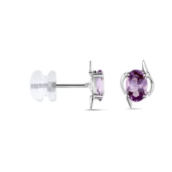 Histoire d'Or Boucles D'oreilles Puces Vrille Ovale Or Blanc Amethyste
