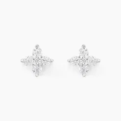 Boucles D'oreilles Puces Winter Flower Or Blanc Oxyde De Zirconium-Histoire d'Or Discount
