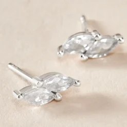 Histoire d'Or Boucles D'oreilles Puces Winter Sweetness Argent Blanc Oxyde