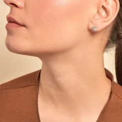 Boucles D'oreilles Puces Ysatis Argent Blanc Oxyde De Zirconium-Histoire d'Or Outlet